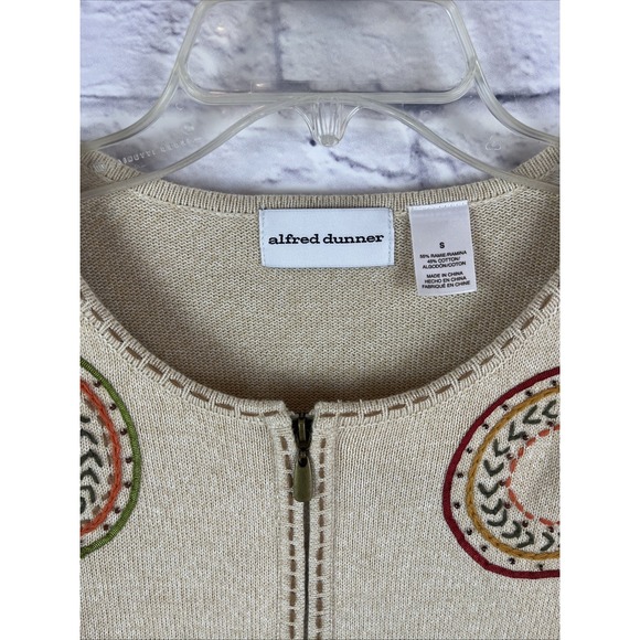 Alfred Dunner Cottagecore Full Zip Embroidered Circles Cardigan Size Small - Picture 2 of 10